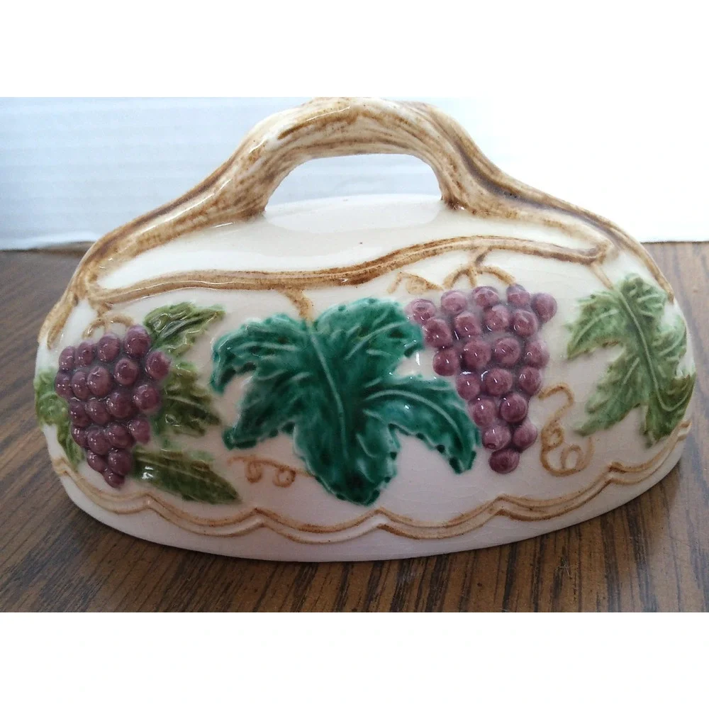 Grape Pattern China Vintage MCM Covered Butter Dish